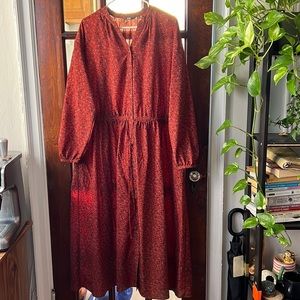 Elegant Red Floral Women's Dress